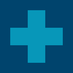 Simple dark blue graphic of a medical cross