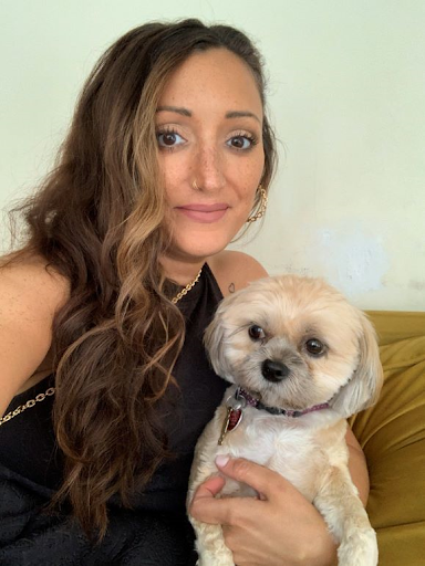 Andrea Sealy with her dog Dash